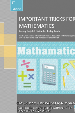 Important Tricks for Mathematics (Entry Test Preparations)