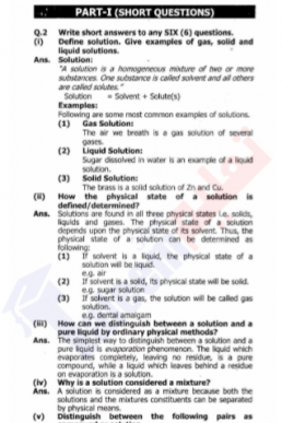 9th Chemistry Chapter-6 (Solutions) PDF Notes