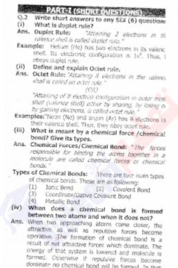 9th Chemistry Chapter-4 (Structure of Molecules) PDF Notes