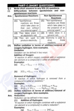 9th Chemistry Chapter-7 (Electrochemistry) PDF Notes