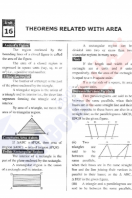 9th Mathematics Chapter-16 (Theorems related with Area) PDF Notes