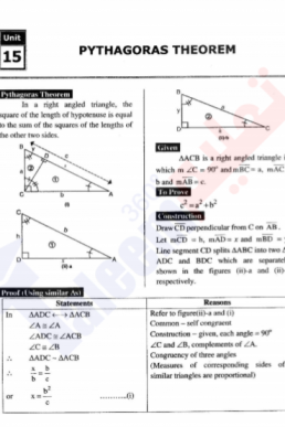 9th Mathematics Chapter-15 (Pythagoras' Theorem) PDF Notes