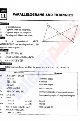 9th Mathematics Chapter-11 (Parallelograms & Triangles) PDF Notes