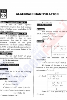 9th Mathematics Chapter-6 (Algebraic Manipulation) PDF Notes