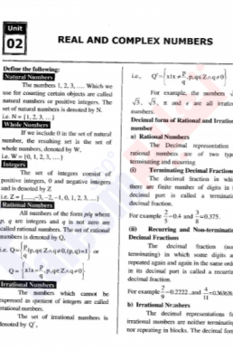 9th Mathematics Chapter-2 (Real & Complex Numbers) PDF Notes