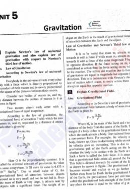 9th Physics Chapter 5 "Gravitation" PDF Notes