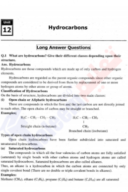 10th Chemistry Chapter-12 (Hydrocarbons) PDF Notes