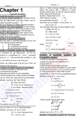 10th Mathematics Chapter-1 (Quadratic Equations) PDF Notes