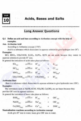 10th Chemistry Chapter-10 (Acids, Bases and Salts) PDF Notes