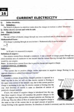 10th Physics Chapter 16 "Current Electricity" PDF Notes