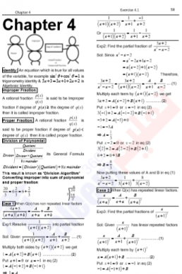 10th Mathematics Chapter-4 (Partial Fractions) PDF Notes