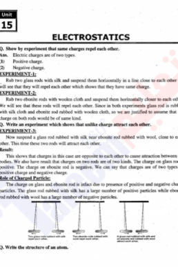 10th Physics Chapter 15 "Electrostatics" PDF Notes