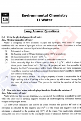 10th Chemistry Chapter-15 (Environmental Chemistry II Water) PDF Notes