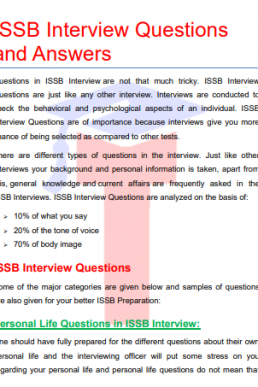 ISSB Interview Most Repeated Questions and Answers in PDF