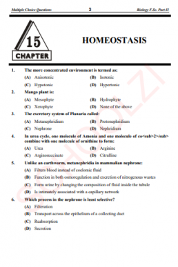 12th Class (Inter-II) Biology Full Book MCQs with Answer Key
