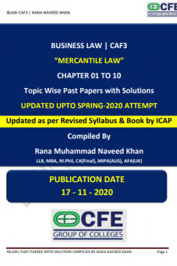 CAF-3 Mercantile Law Chapter Wise and Topic Wise Past Papers with Solutions
