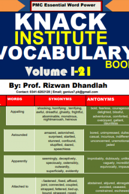 Knack Institue MDCAT Vocabulary Book V-1 Words(1-100) PDF