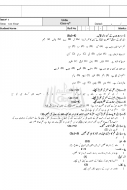 9th Urdu Chapter Wise Test Papers (ALP)