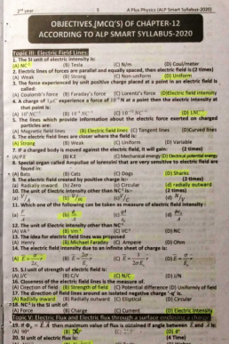 12th Class A+ Physics Past Papers according to ALP 2021