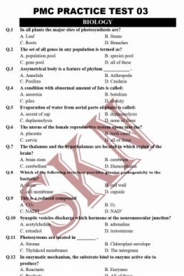 NMDCAT 2021 PMC Paid Practice Test 3 from Bundle 1