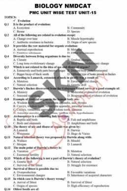 Evolution 300 MCQs for NMDCAT (Biology)