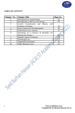 CAF 4 Business Law Notes by Sir Burhan Hassan