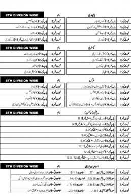 10th Class Eight Division Wise Tests Shedule PDF