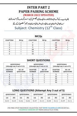 2nd Year Chemistry Pairing Scheme 2022 Updated