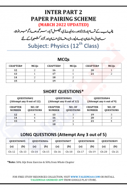 12th Physics Updated Pairing Scheme 2022 PDF