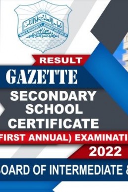 Matric 10th Class BISE Lahore Result Gazette 2022