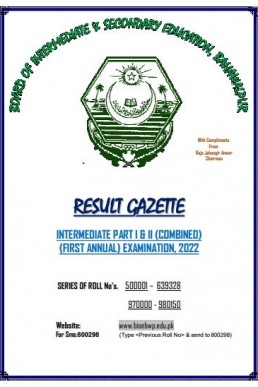 12th Class BISE Bahawalpur Result Gazette 2022 PDF
