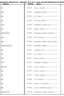 BISE Sahiwal 12th Class Result Gazette 2022 PDF