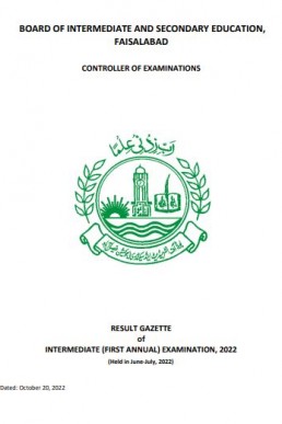 Class 12th Faisalabad Board Result Gazette 2022 PDF