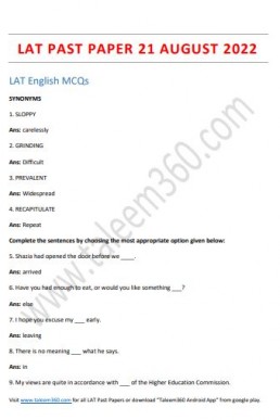 LAT Test August 2022 Past Paper PDF