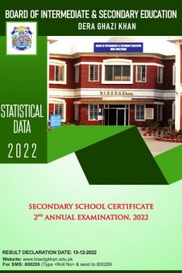 BISE DG Khan 10th Class 2nd Annual Result Gazette 2022