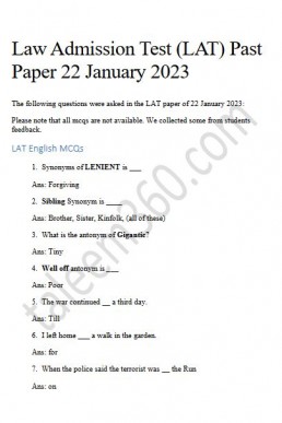 LAT Past Paper PDF Conducted on 22 January 2023