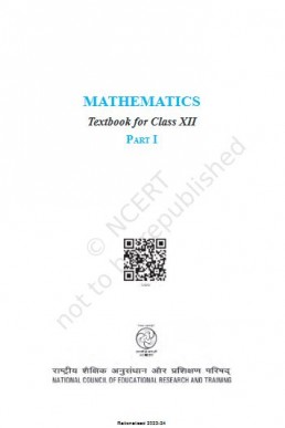 NCERT Class 12 Mathematics Part 1 New Textbook PDF