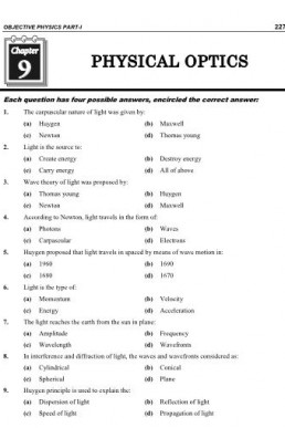 11th Physics Chap 9 MCQs PDF - Physical Optics