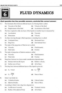 11th Class Physics Chap 6 Fluid Dynamics MCQs PDF