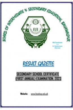 BISE Bahawalpur Board Matric Result 2023 Gazette