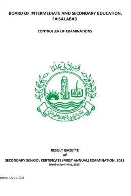 10th Class Result Gazette 2023 Bise Faisalabad Board