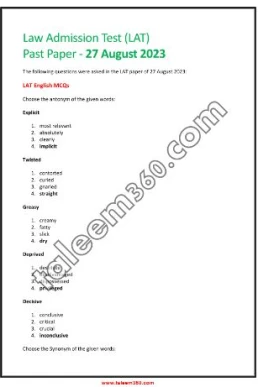 LAT Past Paper 2023 PDF (Held on 27 August)