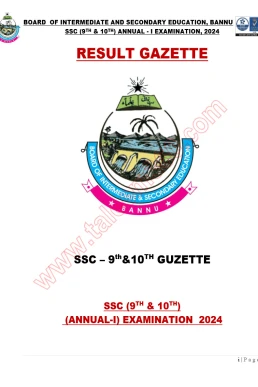 BISE Bannu Board Class 9th Result Gazette 2024