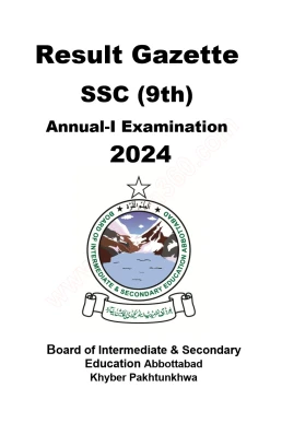 BISE Abbottabad 9th Class Result Gazette 2024 PDF