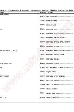 9th Class BISE Sahiwal Result 2024 Gazette PDF