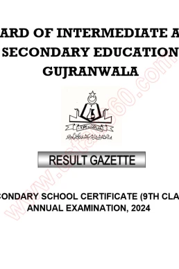 BISE GRW Gujranwala 9th Class Result Gazette 2024 PDF