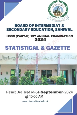 BISE Sahiwal 2nd Year Result 2024 Gazette PDF