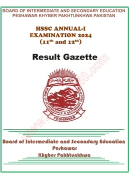 BISE Peshawar Board 11th Class Result Gazette 2024 PDF