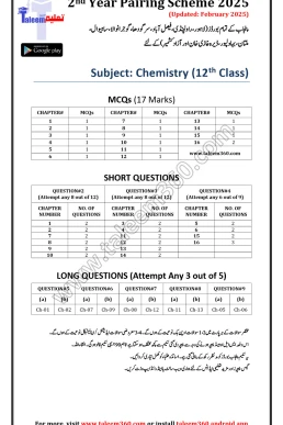 2nd Year Chemistry Pairing Scheme 2025 PDF Punjab Boards