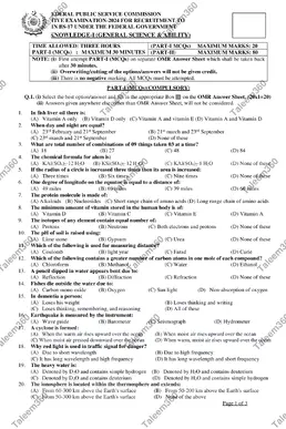 CSS General Science and Ability Past Paper 2024 PDF